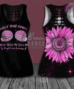 Check Your Boobs Mine Tried To Kill Me Breast Cancer Awareness 3D Hollow Tank Top Leggings 01