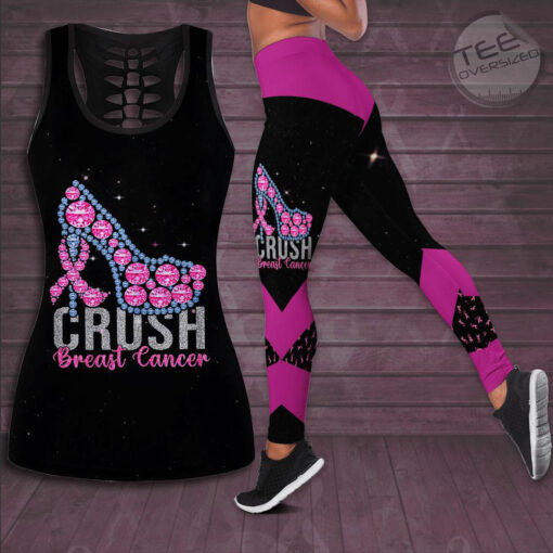 Crush Breast Cancer Awareness 3D Hollow Tank Top Leggings