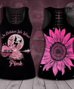 In October We Wear Pink Breast Cancer Awareness 3D Hollow Tank Top Leggings BCAS035 01