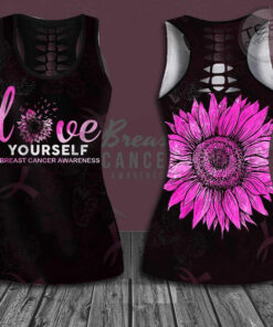 Love Yourself Breast Cancer Awareness 3D Hollow Tank Top Leggings