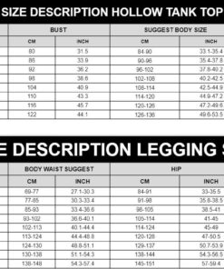 Size chart Hollow Tank Top Leggings