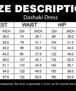 Sizechart Dashiki Dress