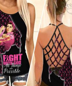 Woman Right Breast Cancer Awareness 3D Hollow Tank Top Leggings 01