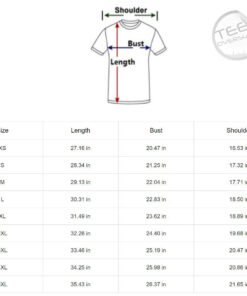 t shirt size chart