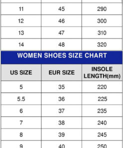 sneaker size chart