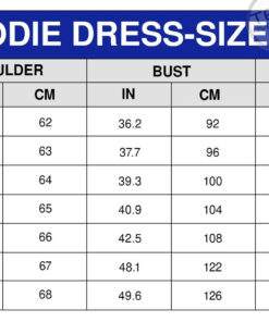 Fleece Hoodie Dress Sizechart