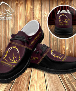 Brisbane Broncos Dudes Shoes Loafer Shoes Black
