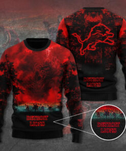 Detroit Lions x Stranger Things Ugly Sweater