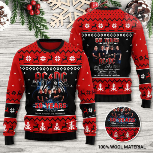 AC DC 50 Years 3D Ugly Sweater