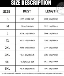 Batwing Pocket Dress Sizechart 1