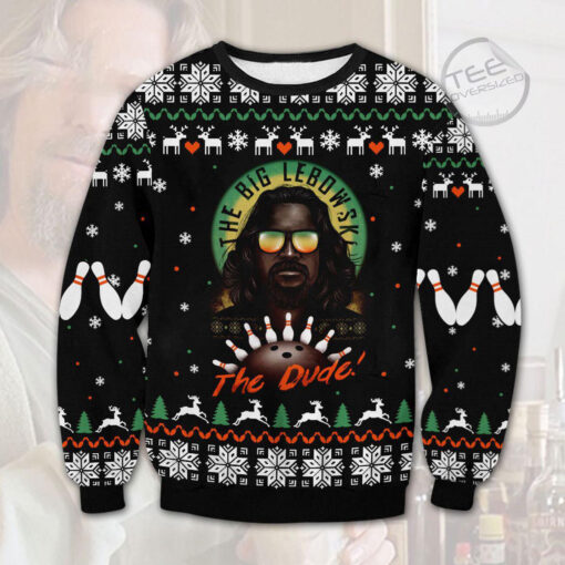 Black Lebowski the bowling Dude Ugly Christmas 3D Sweater