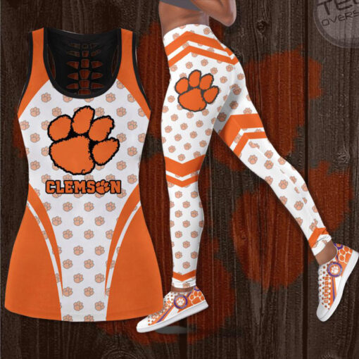 Clemson Tigers Hollow Tank Top Leggings 01