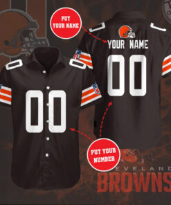 Cleveland Browns 3D Short Sleeve Dress Shirt 05
