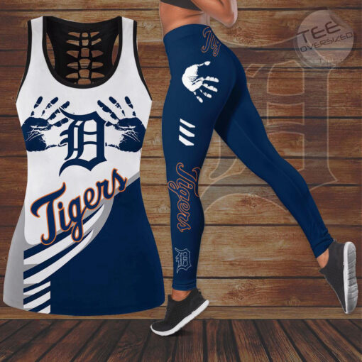 Detroit Tigers Hollow Tank Top Leggings set