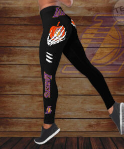 FAN designed Los Angeles Lakers LAL NBA CRISS CROSS TANK TOP LEGGINGS S2