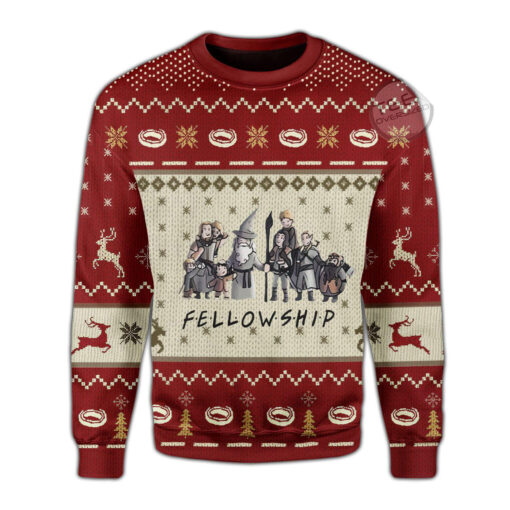 Fellowship Unisex Tank Top For Halloween Pink Large Ugly Christmas 3D Sweater