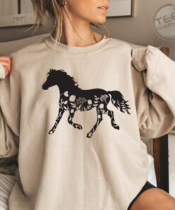 Flower Horse In Spring Oversized Sweatshirt