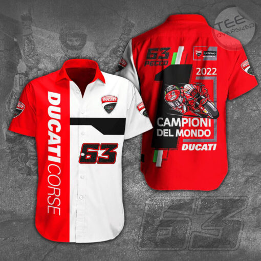 Francesco Bagnaia x Ducati Lenovo 3D Short Sleeve Dress Shirt