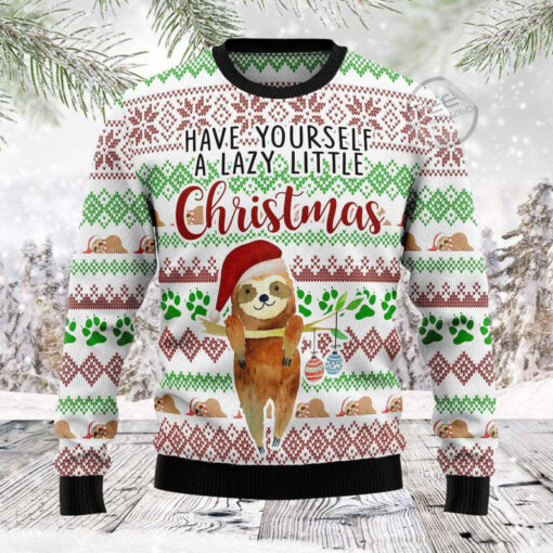 Have Yourself A Lazy Christmas Sloth Ugly Christmas 3D Sweater