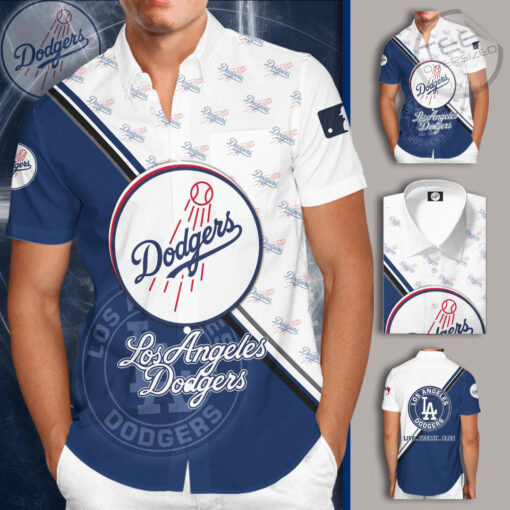 Los Angeles Dodgers 3D Short Sleeve Dress Shirt 01