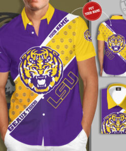 Lsu Tigers 3D Short Sleeve Dress Shirt 03