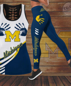 Michigan Wolverines Hollow Tank Top Leggings 02