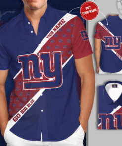 New York Giants 3D Short Sleeve Dress Shirt 02
