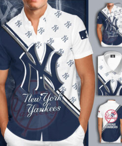 New York Yankees 3D Short Sleeve Dress Shirt 02