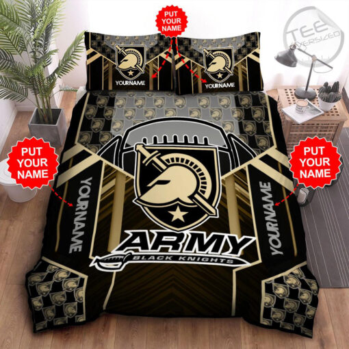 Personalized Army Black Knights bedding set 01