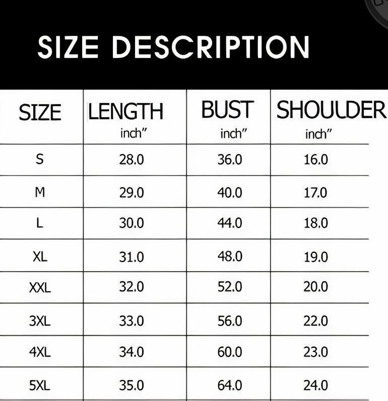 T-shirt Sizechart 2022