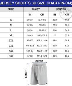 jersey short sizechart